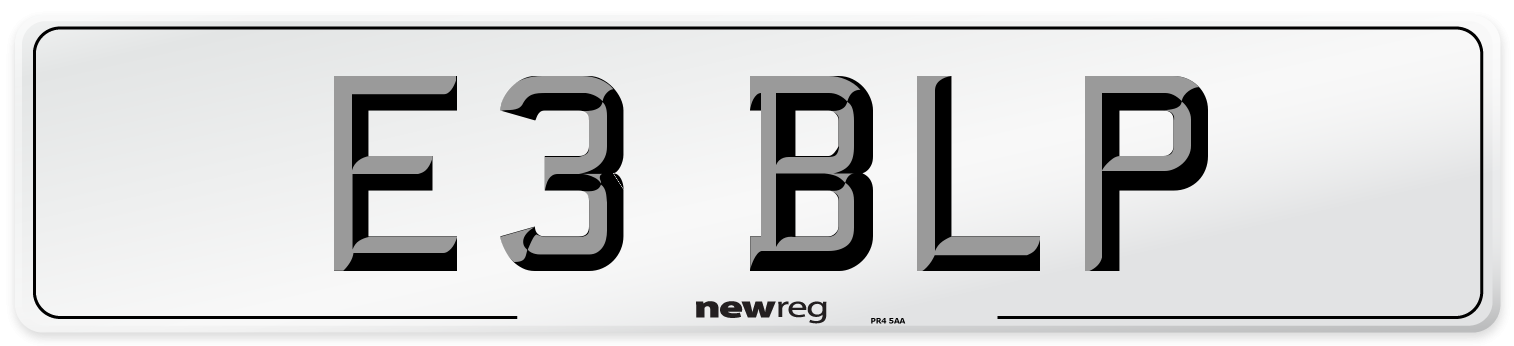 E3 BLP Number Plate from New Reg